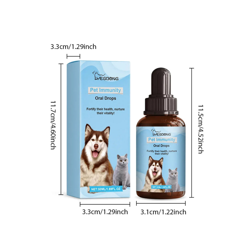 Yegbong Pet Health Drops - 50ml Multi-Vitamin Liquid for Cats & Dogs, Immune Support & Anxiety Relief Supplement for Puppies & Kittens