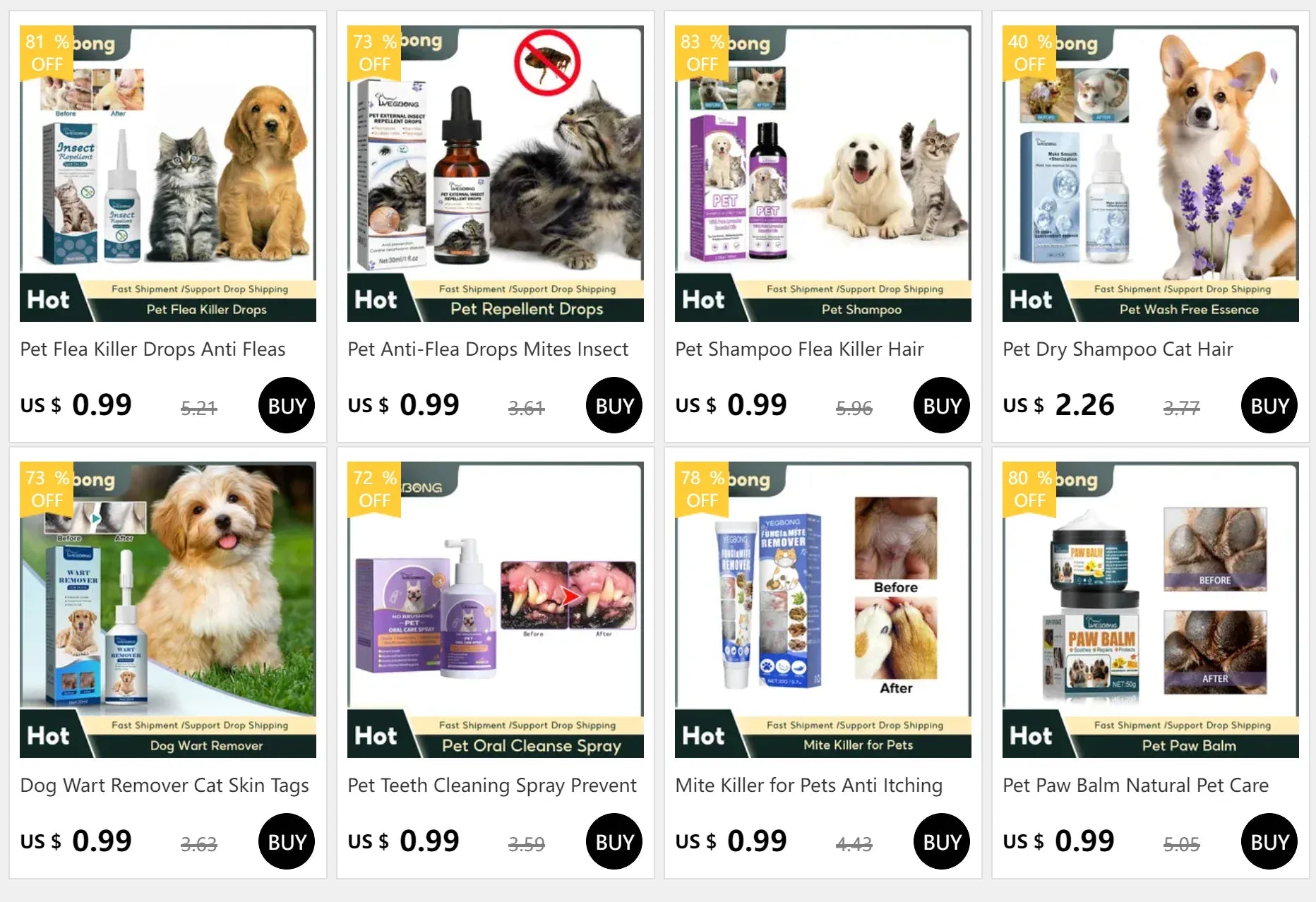 Yegbong Pet Health Drops - 50ml Multi-Vitamin Liquid for Cats & Dogs, Immune Support & Anxiety Relief Supplement for Puppies & Kittens